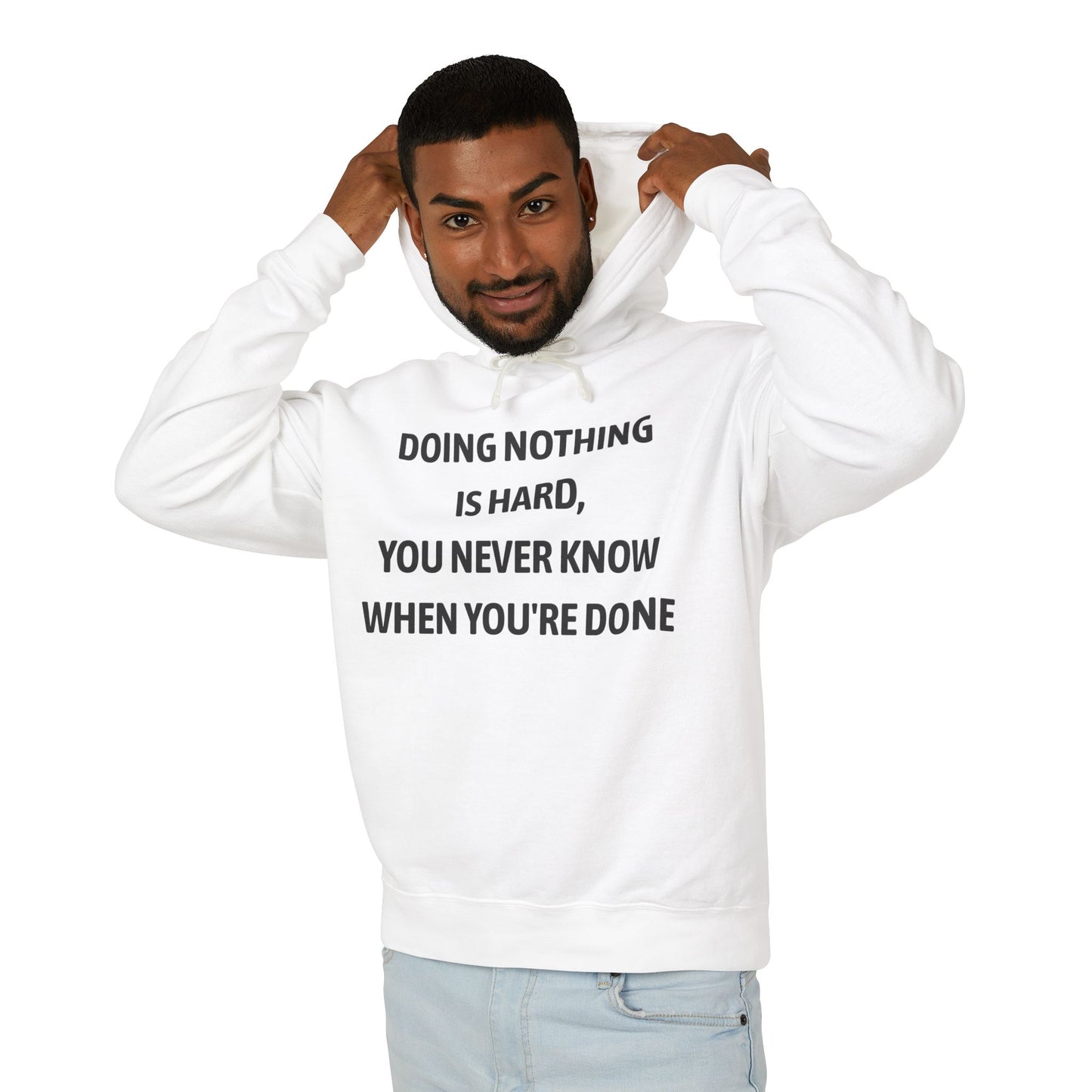 Liggewig-hoodie - "Niks doen is moeilik"