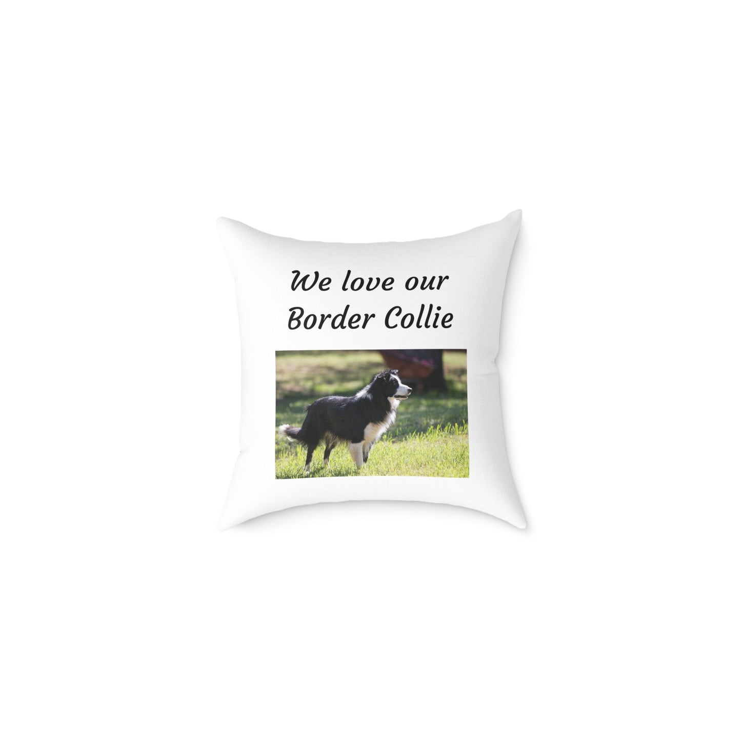 Square Pillow - "We Love Our Border Collie"