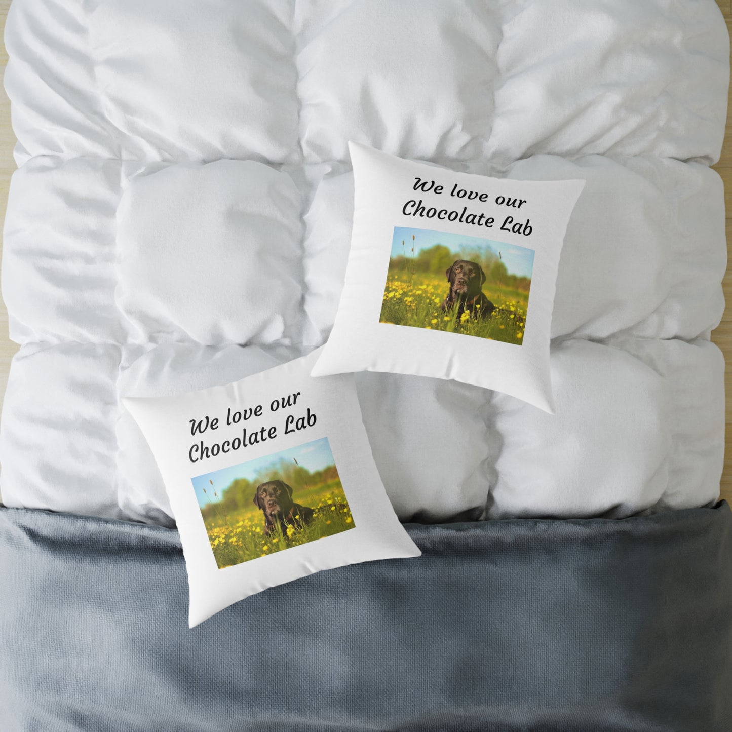 Square Pillow - "We Love Our Chocolate Lab"