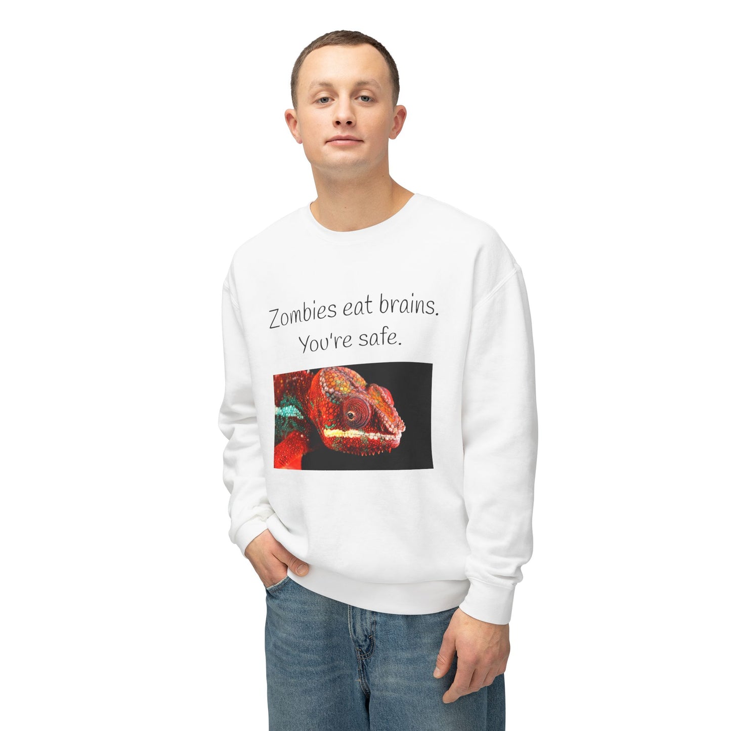 Halloween-Sweatshirt – „Zombies fressen Gehirne. Du bist sicher.“