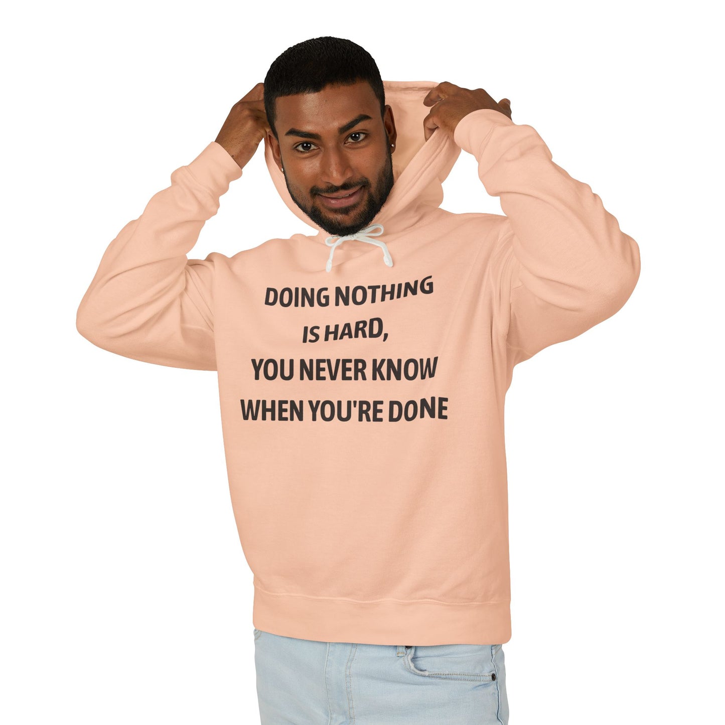 Liggewig-hoodie - "Niks doen is moeilik"