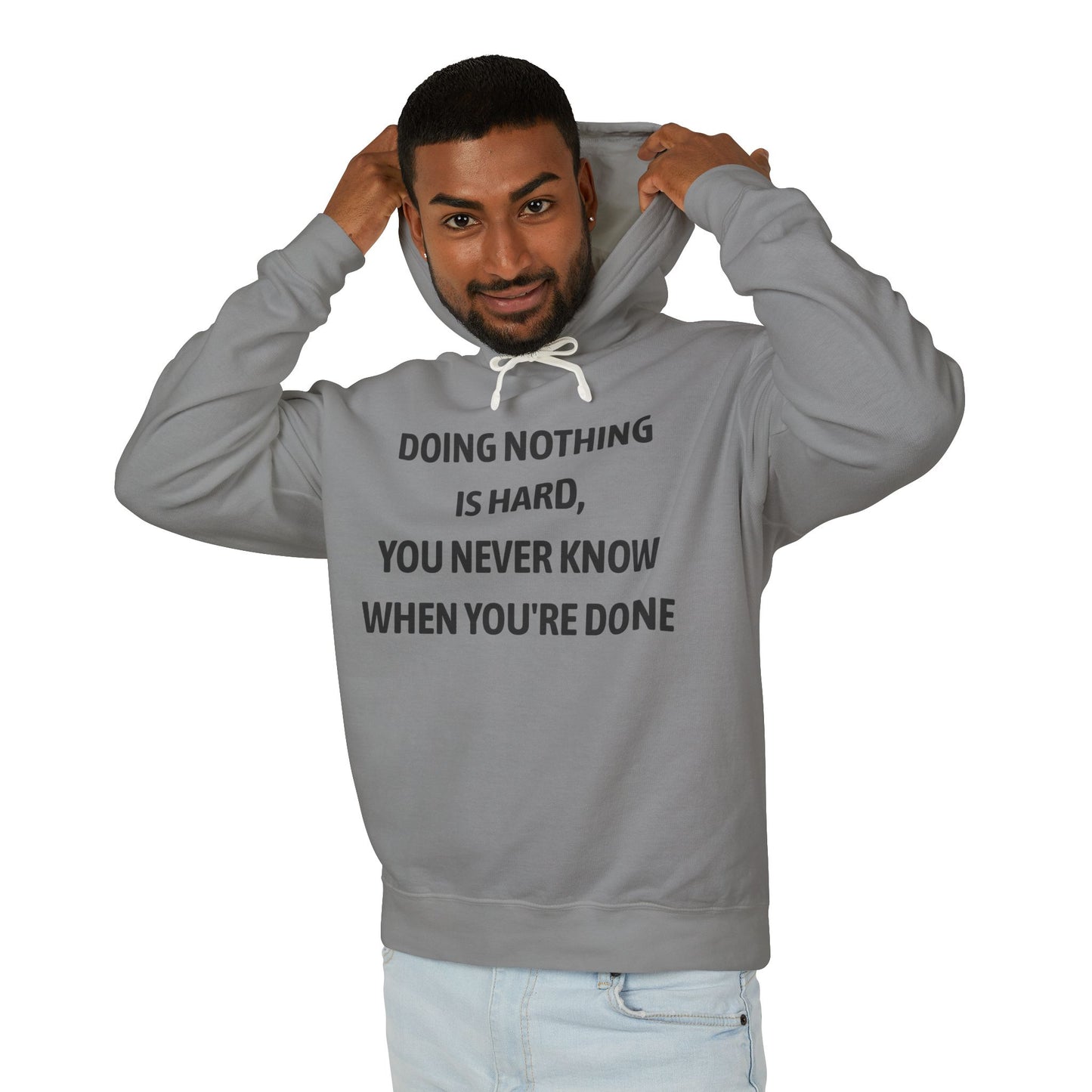 Liggewig-hoodie - "Niks doen is moeilik"