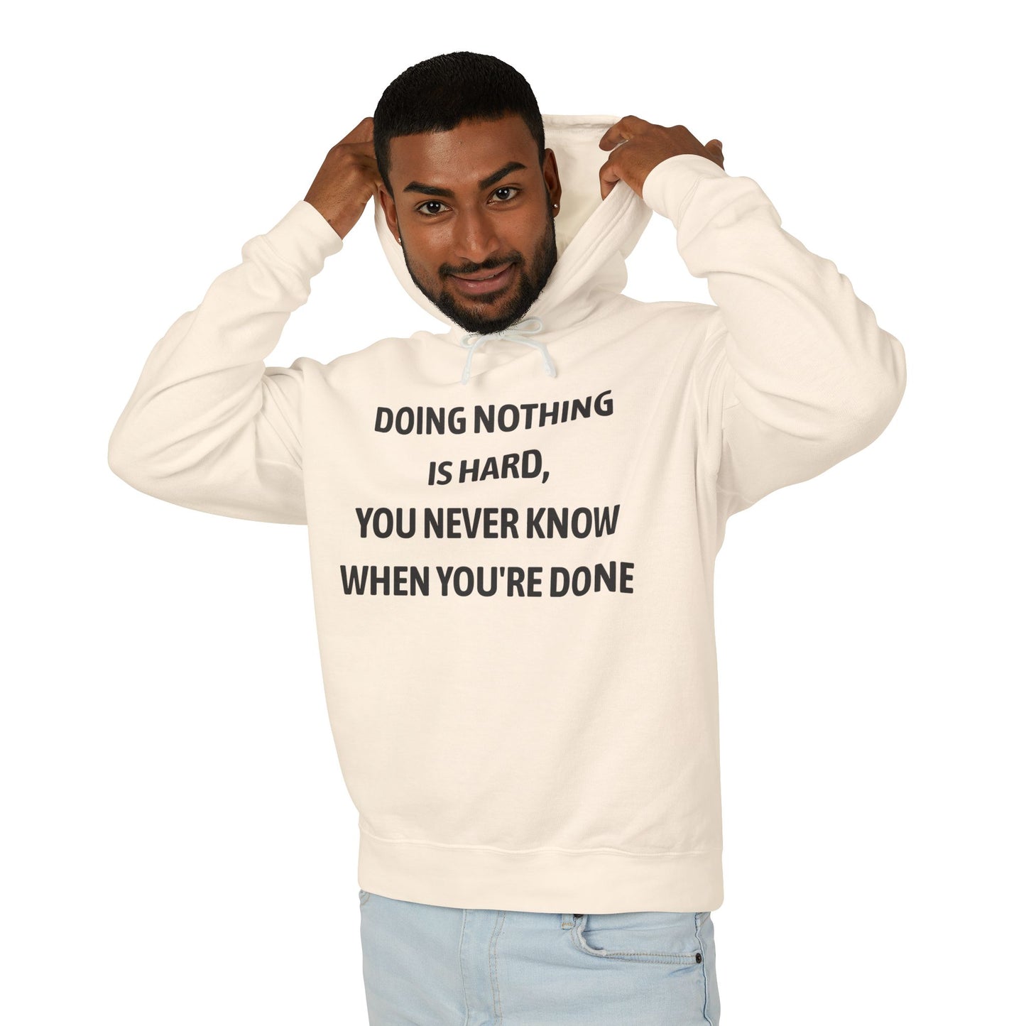 Liggewig-hoodie - "Niks doen is moeilik"
