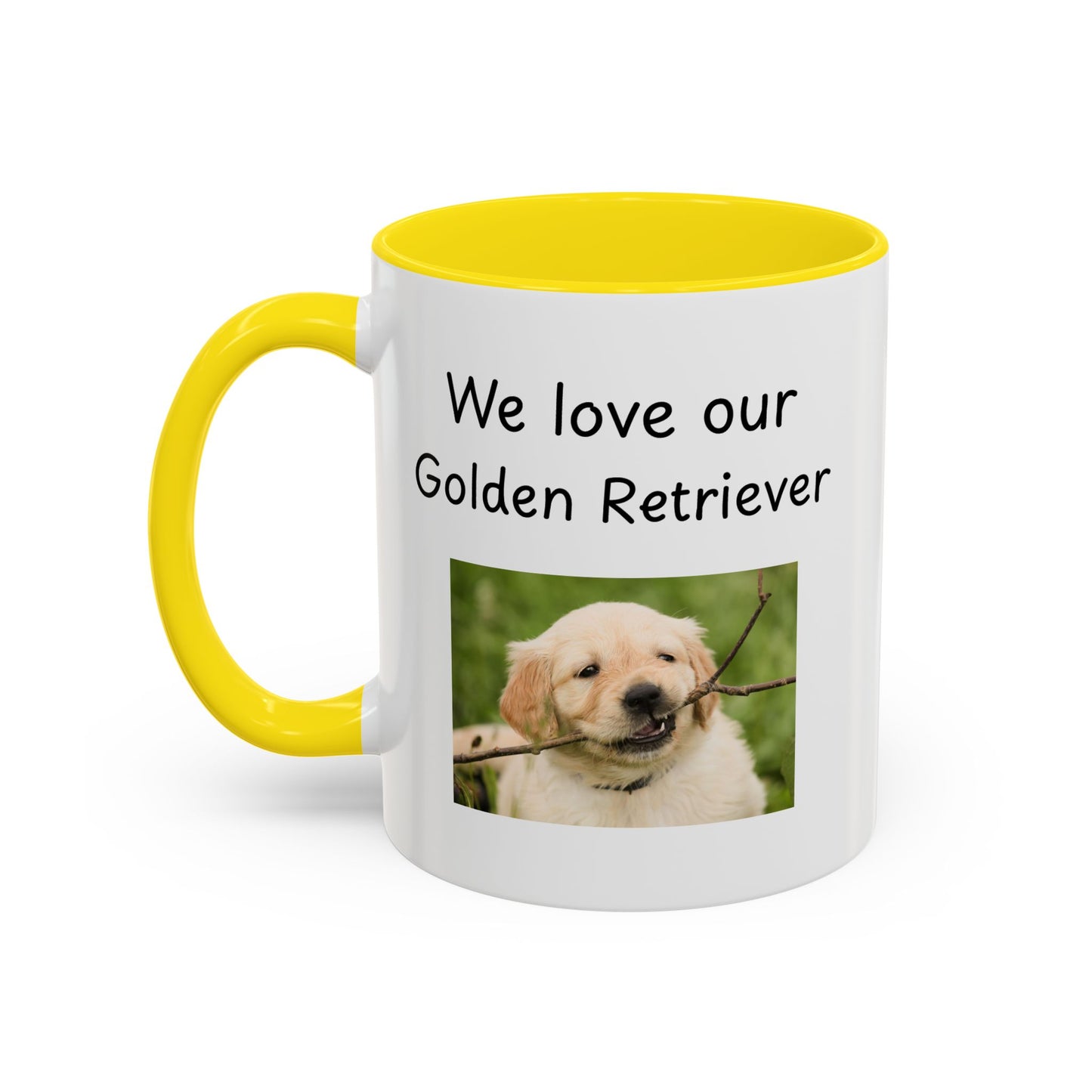 Keramiktasse – „Wir lieben unseren Golden Retriever“
