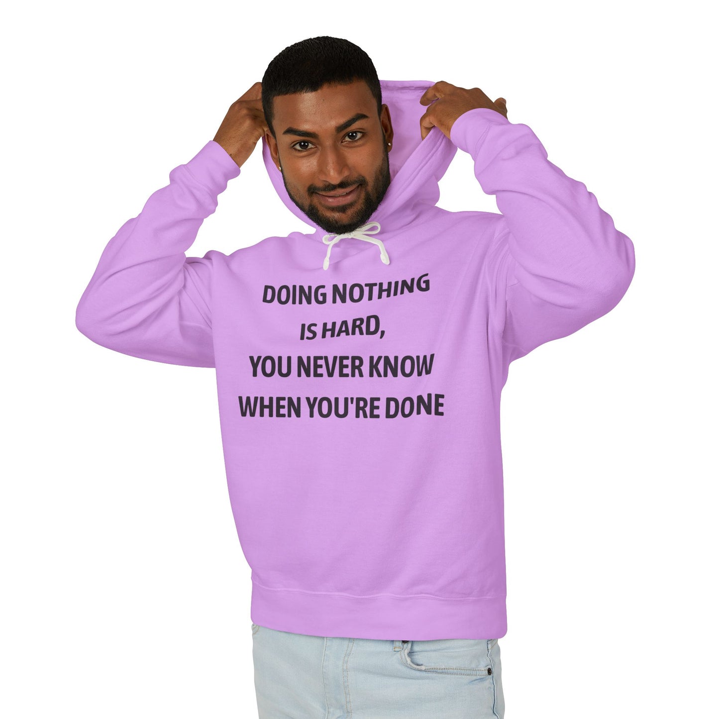Liggewig-hoodie - "Niks doen is moeilik"