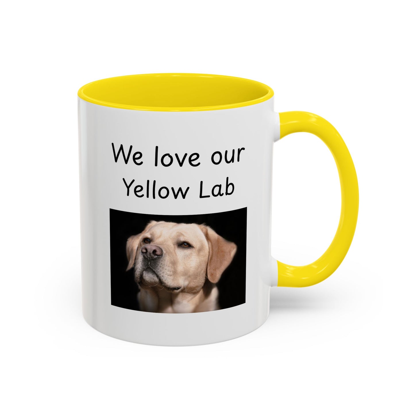 Keramiktasse – „Wir lieben unseren gelben Labrador“