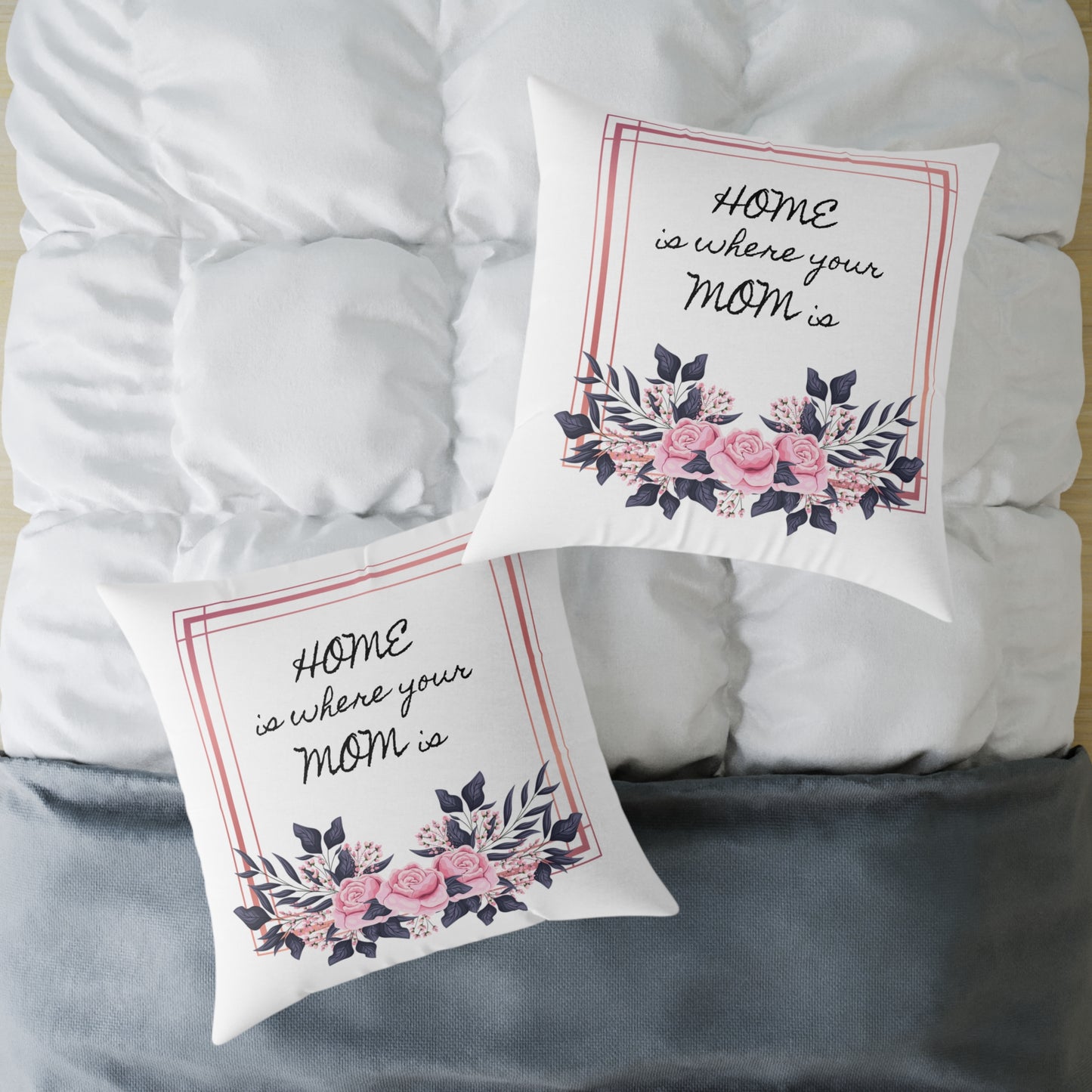 Canvas Pillow - "Home Is Where Your Mom Is" Design