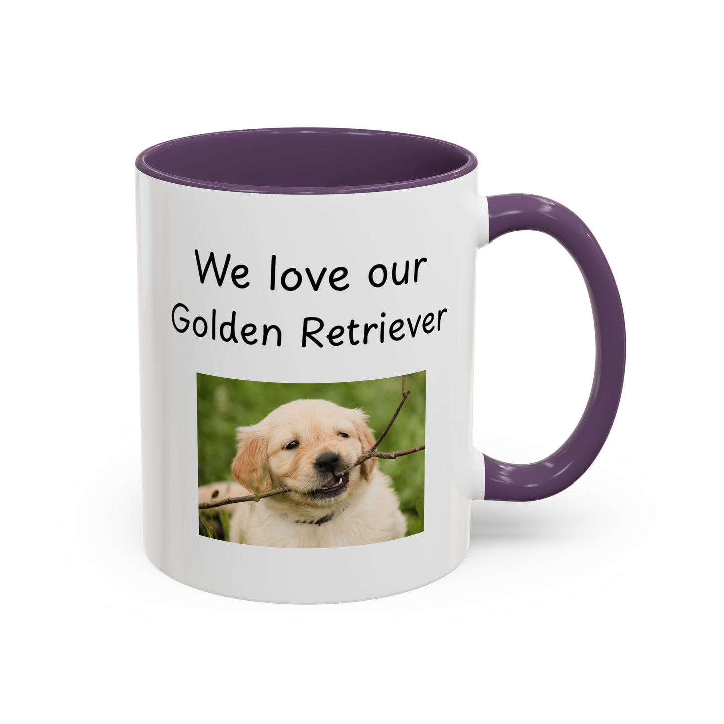 Keramiktasse – „Wir lieben unseren Golden Retriever“