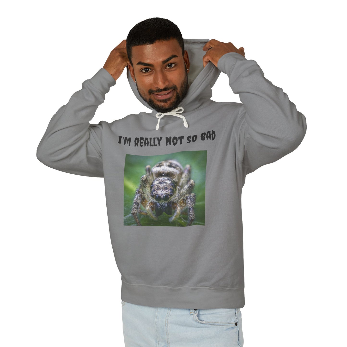 Unisex Lightweight Hoodie - "I'm Really Not So Bad" Humorous Spider Design