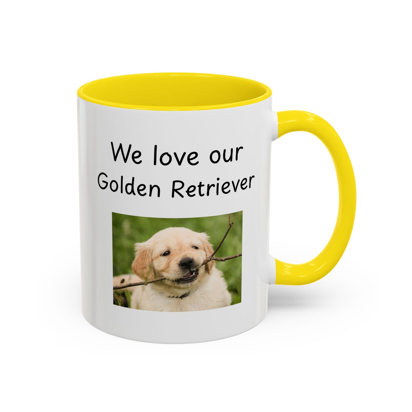 Keramiktasse – „Wir lieben unseren Golden Retriever“
