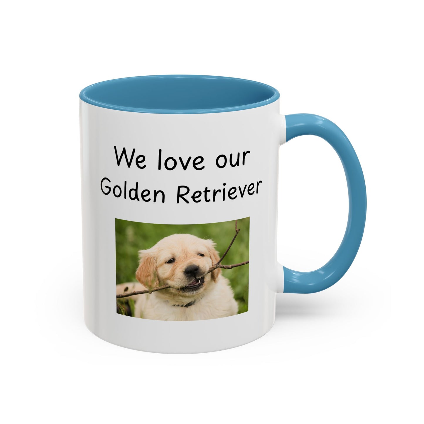 Keramiktasse – „Wir lieben unseren Golden Retriever“