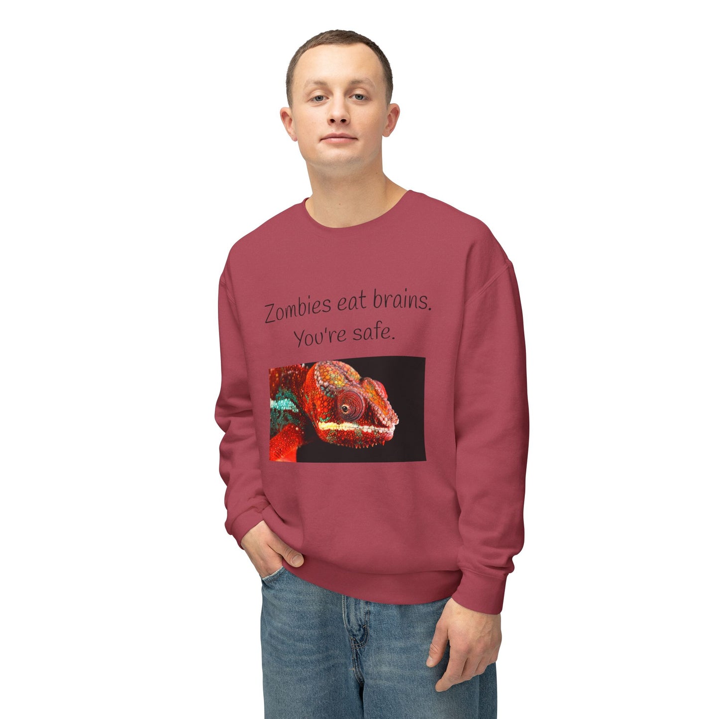 Halloween Sweatshirt - "Zombies Eat Brains. You're Safe."