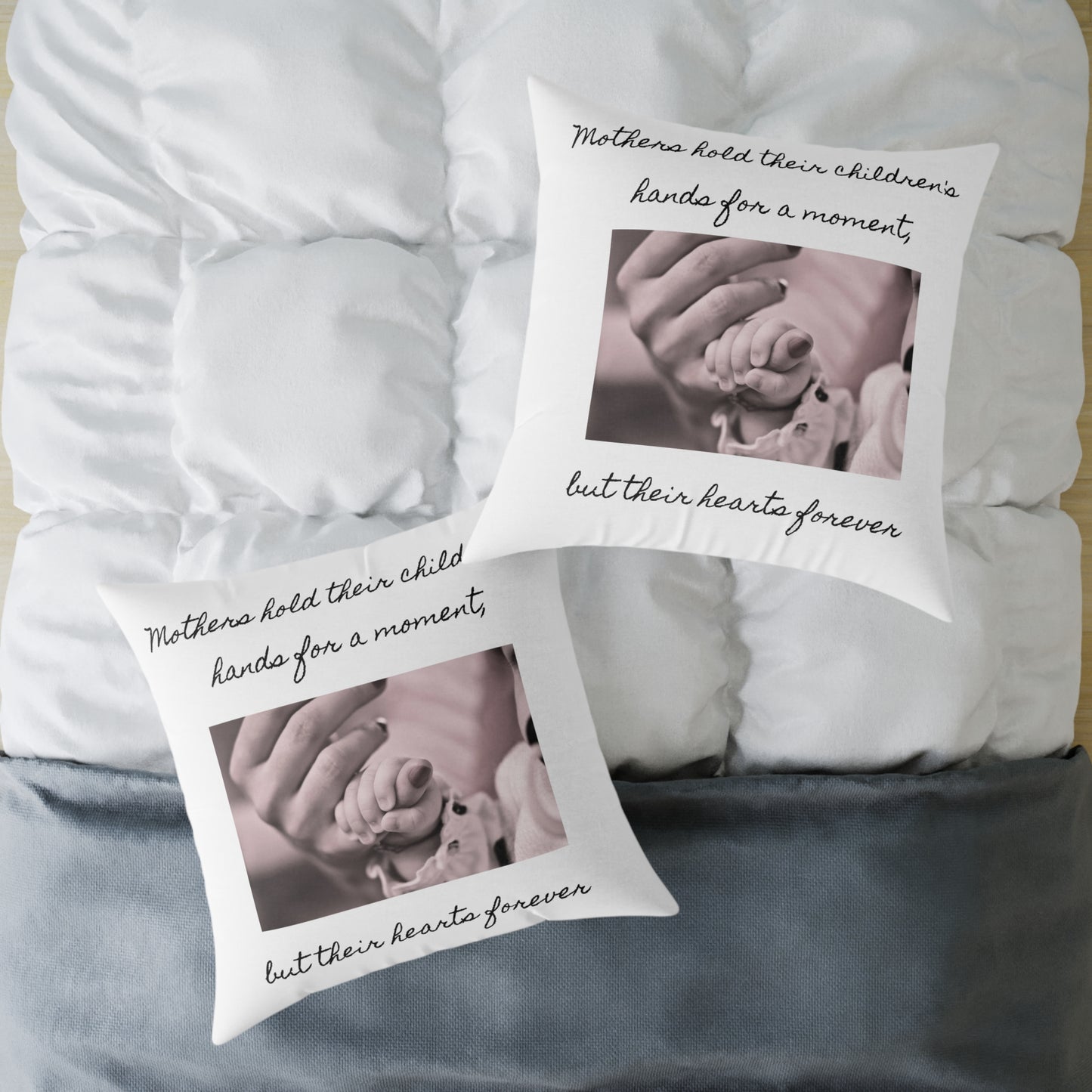 Canvas Pillow - "Mother's Hold Their Children's Hands" Design