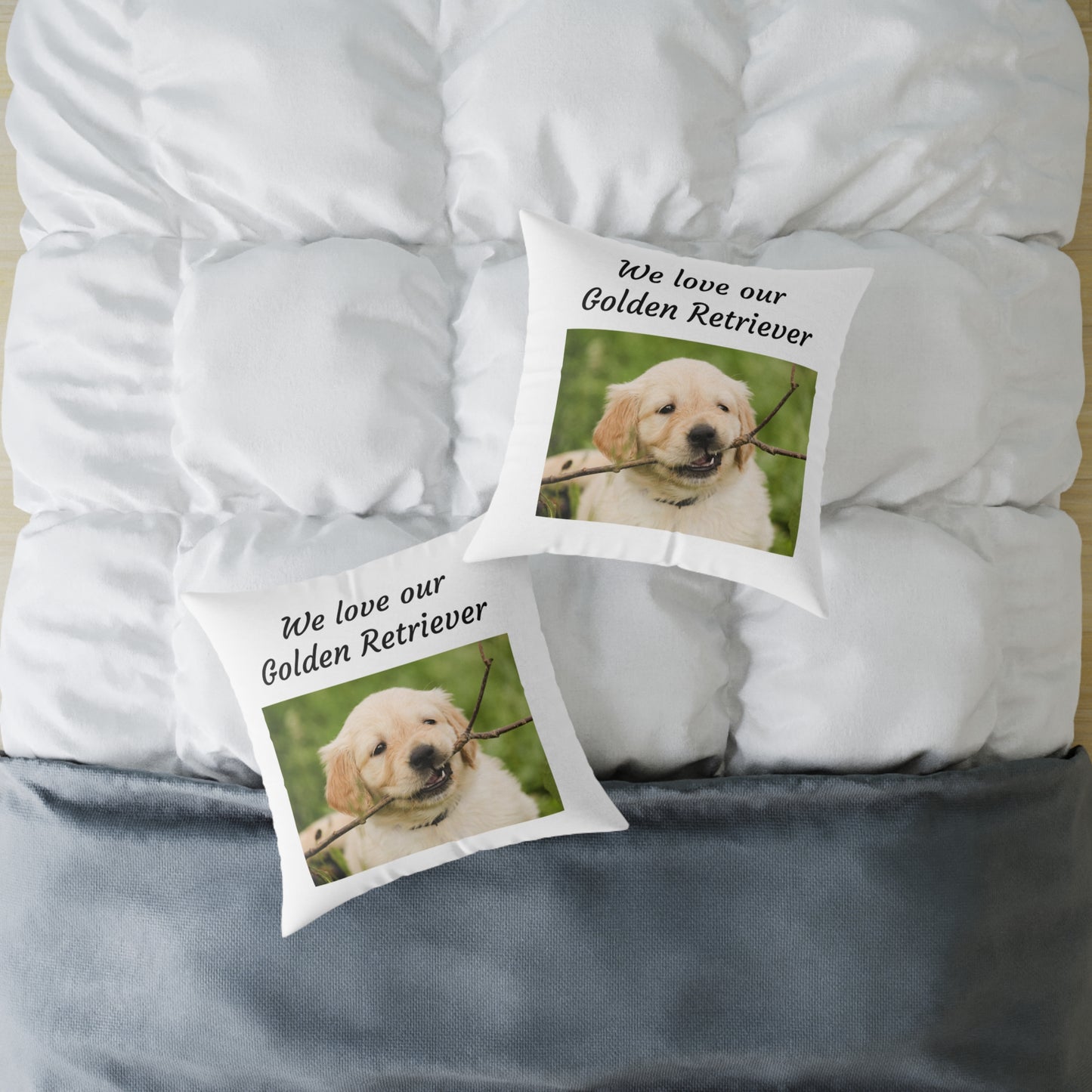Square Pillow - "We Love Our Golden Retriever"