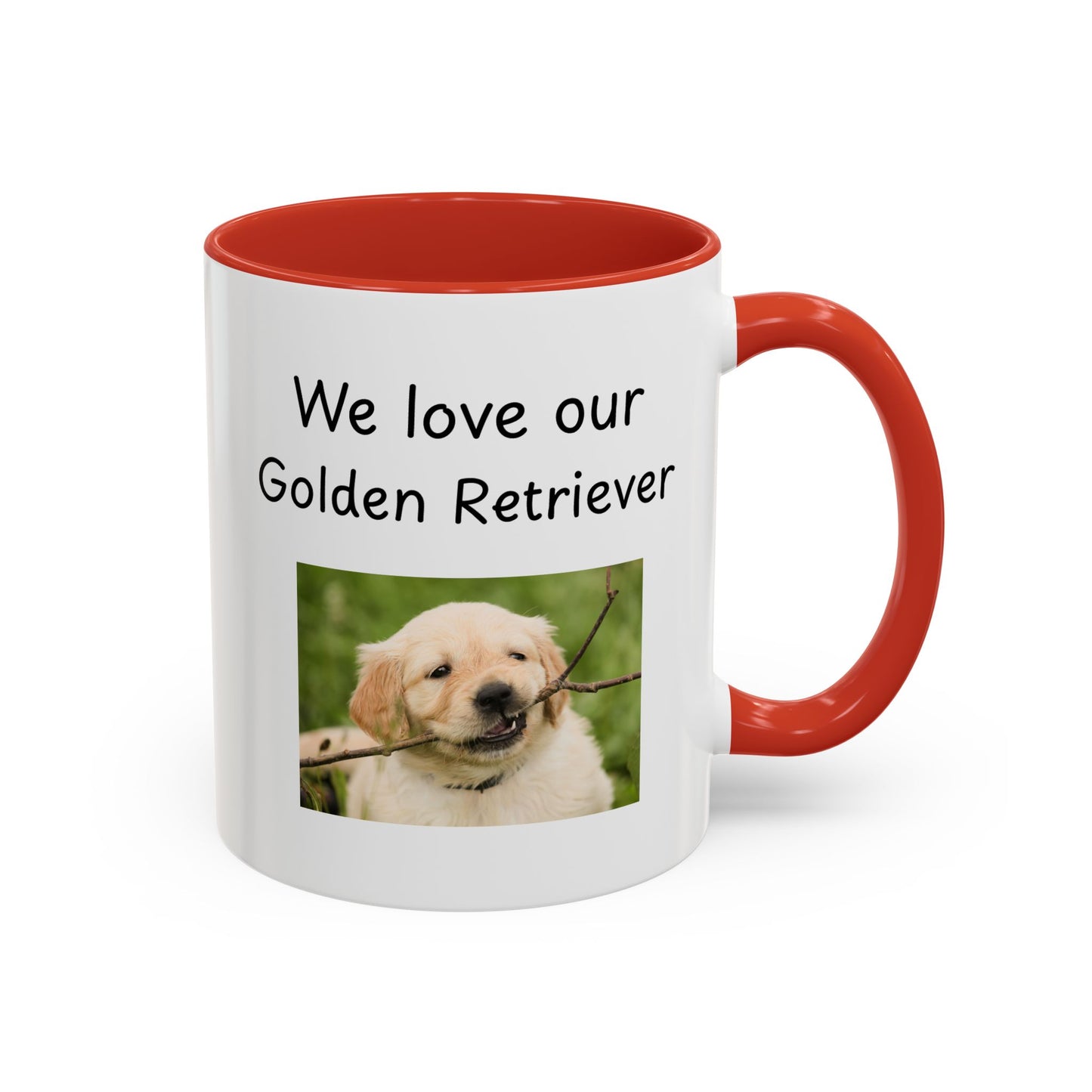Keramiktasse – „Wir lieben unseren Golden Retriever“