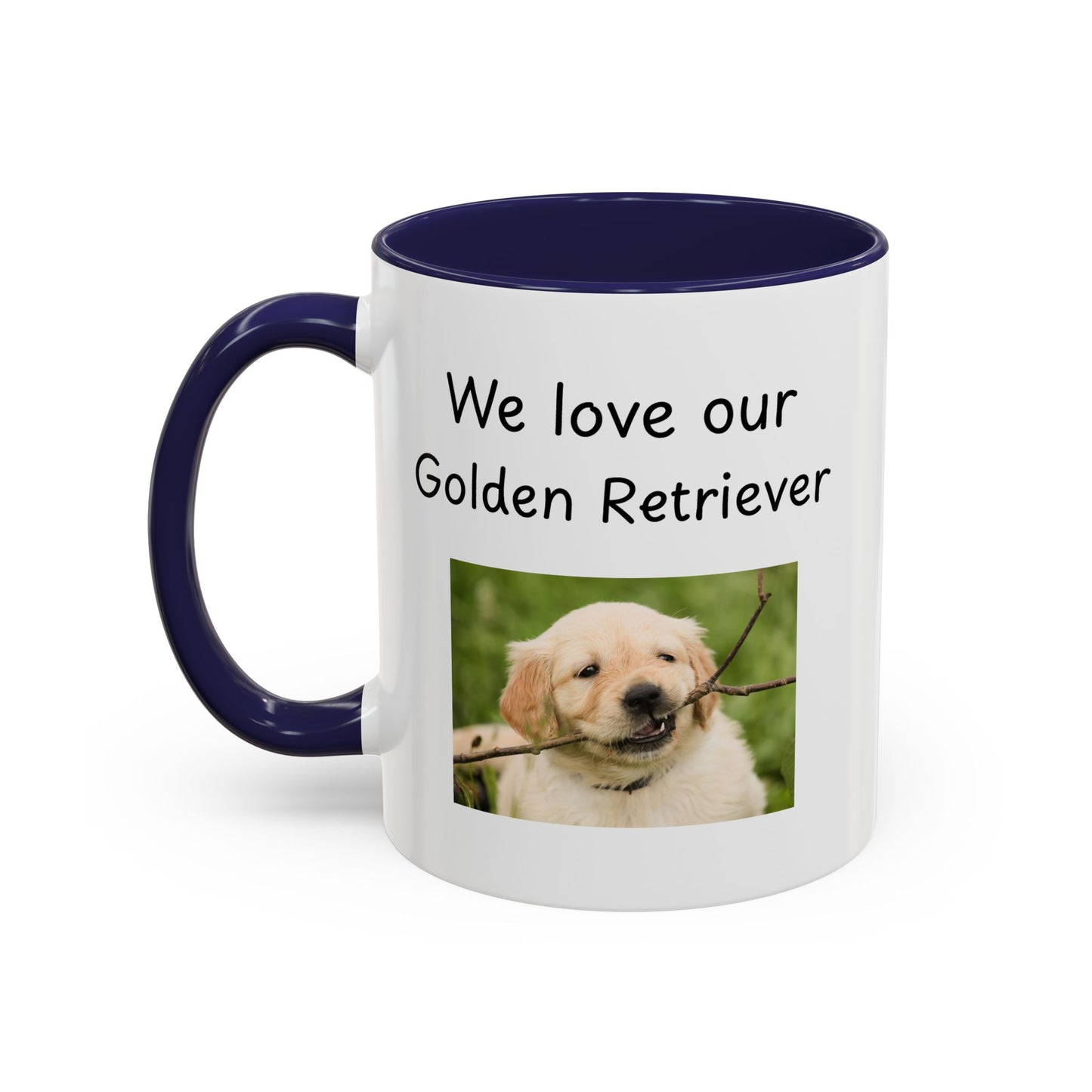 Keramiktasse – „Wir lieben unseren Golden Retriever“