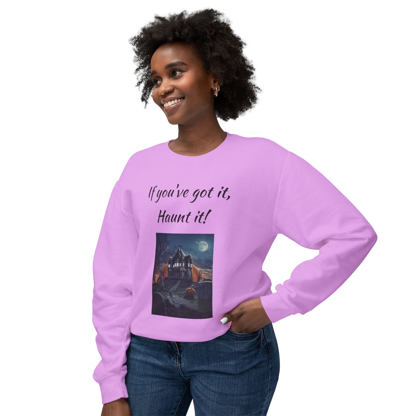 Halloween Liggewig-trui - "As jy dit het, spook dit!"