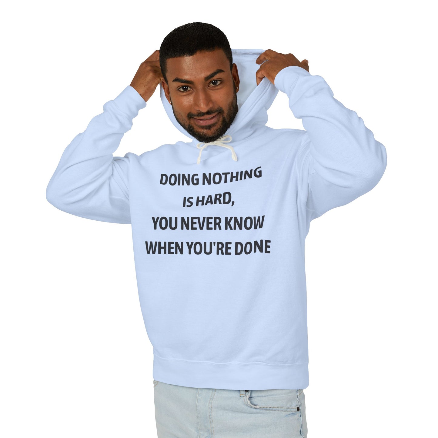 Liggewig-hoodie - "Niks doen is moeilik"