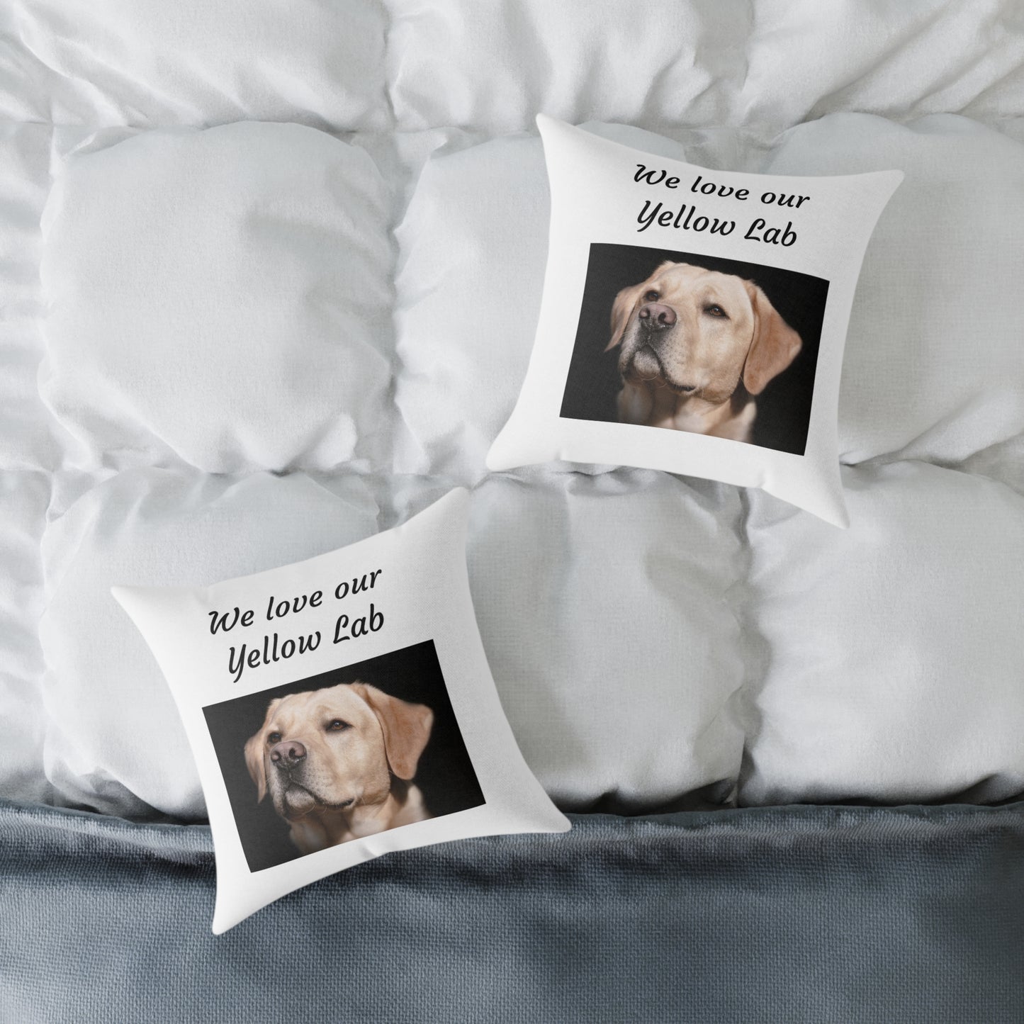 Square Pillow - "We Love Our Yellow Lab"