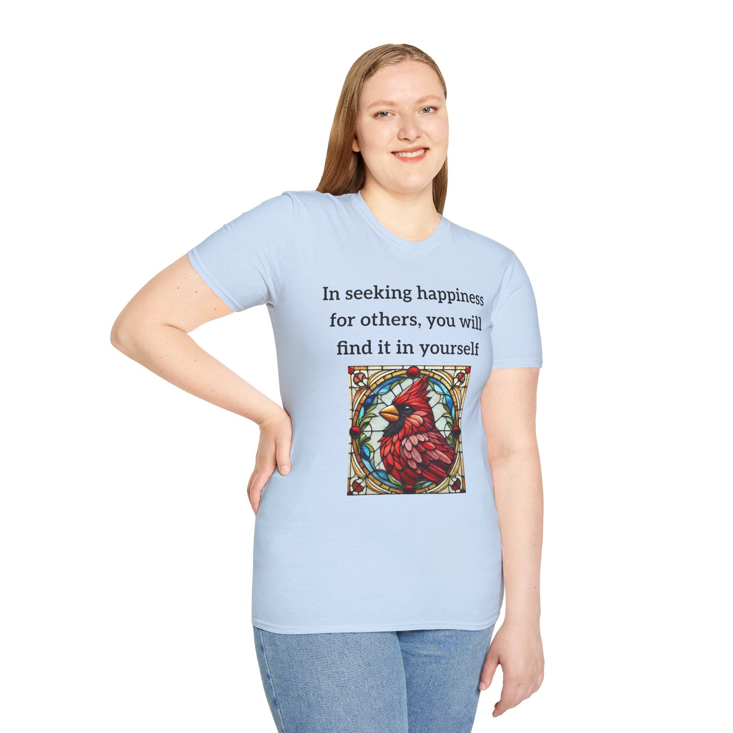 Unisex T-Shirt - Inspirational Cardinal Graphic And Happiness Quote