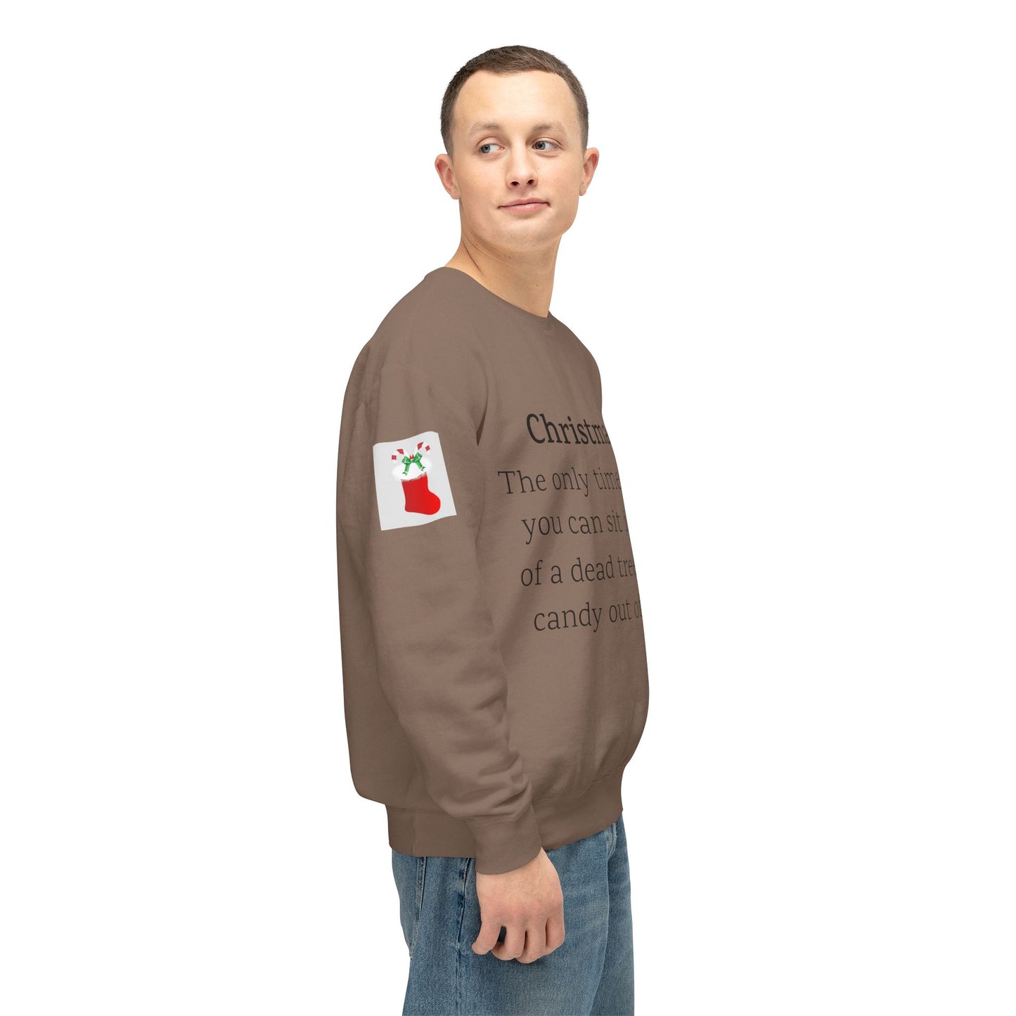 Weihnachtspullover – Spruch: Süßigkeiten aus Socken essen