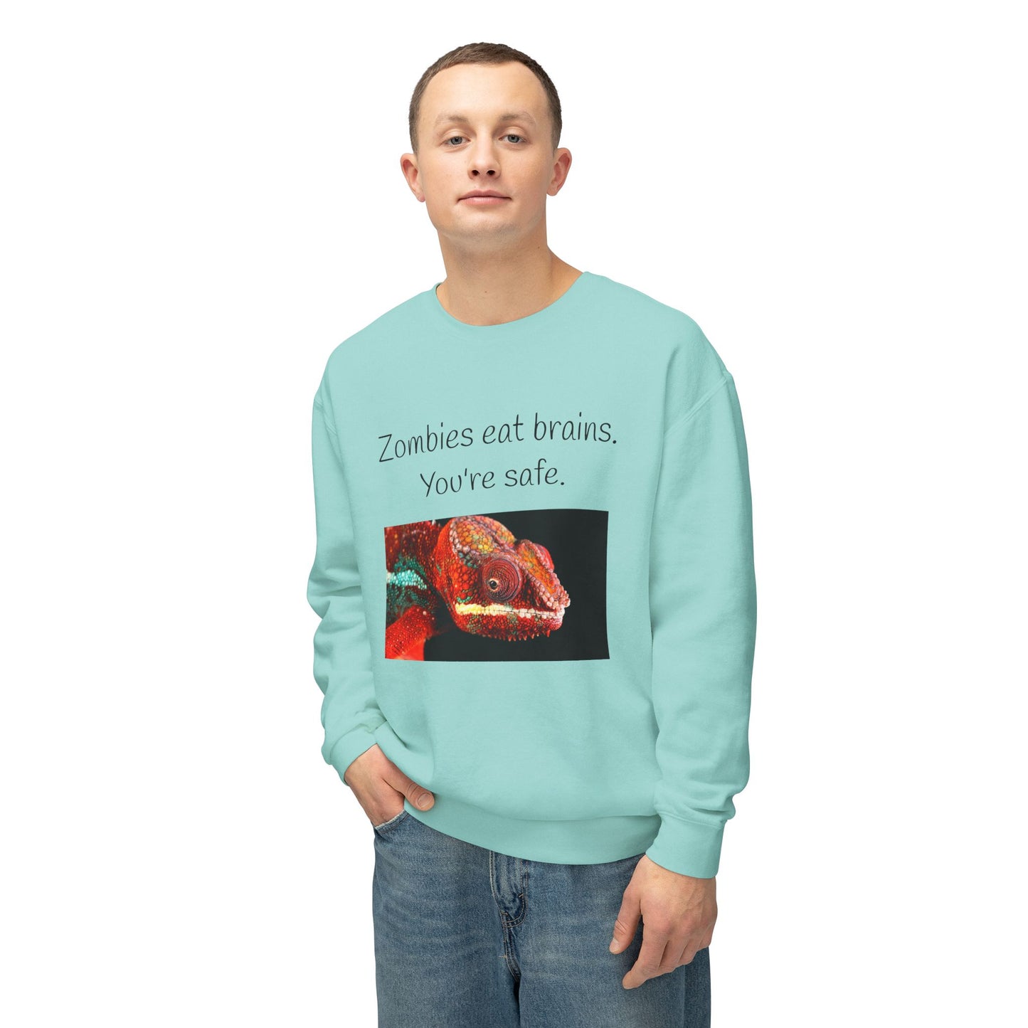 Halloween Sweatshirt - "Zombies Eat Brains. You're Safe."