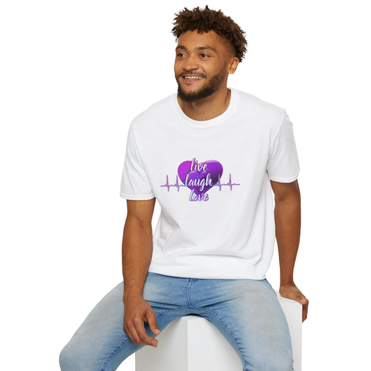 „Lebe, lache, liebe“-T-Shirt – Inspirierendes Grafik-T-Shirt