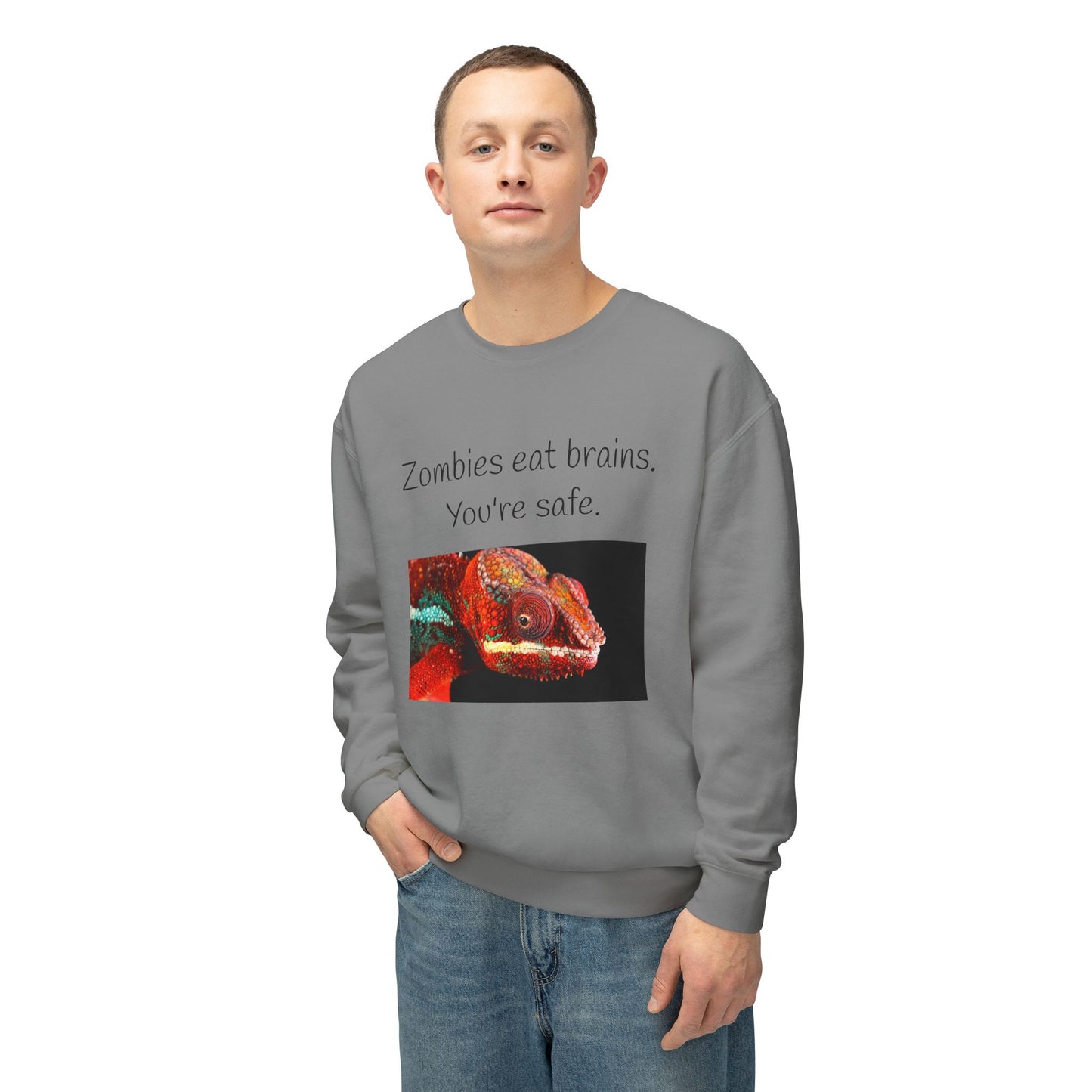 Halloween Sweatshirt - "Zombies Eat Brains. You're Safe."
