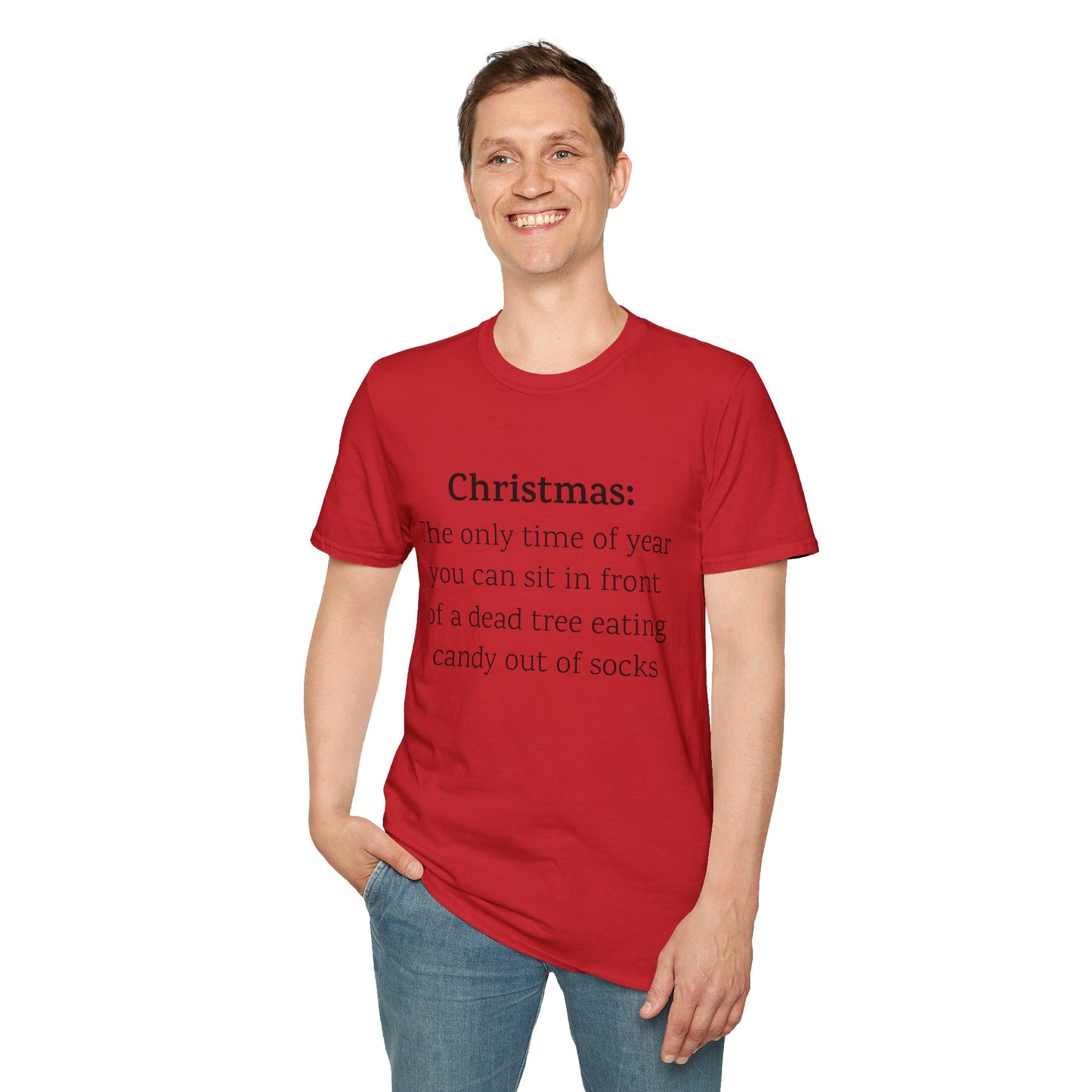 Humorous Christmas Tee - Eating Candy Out Of Socks Quote