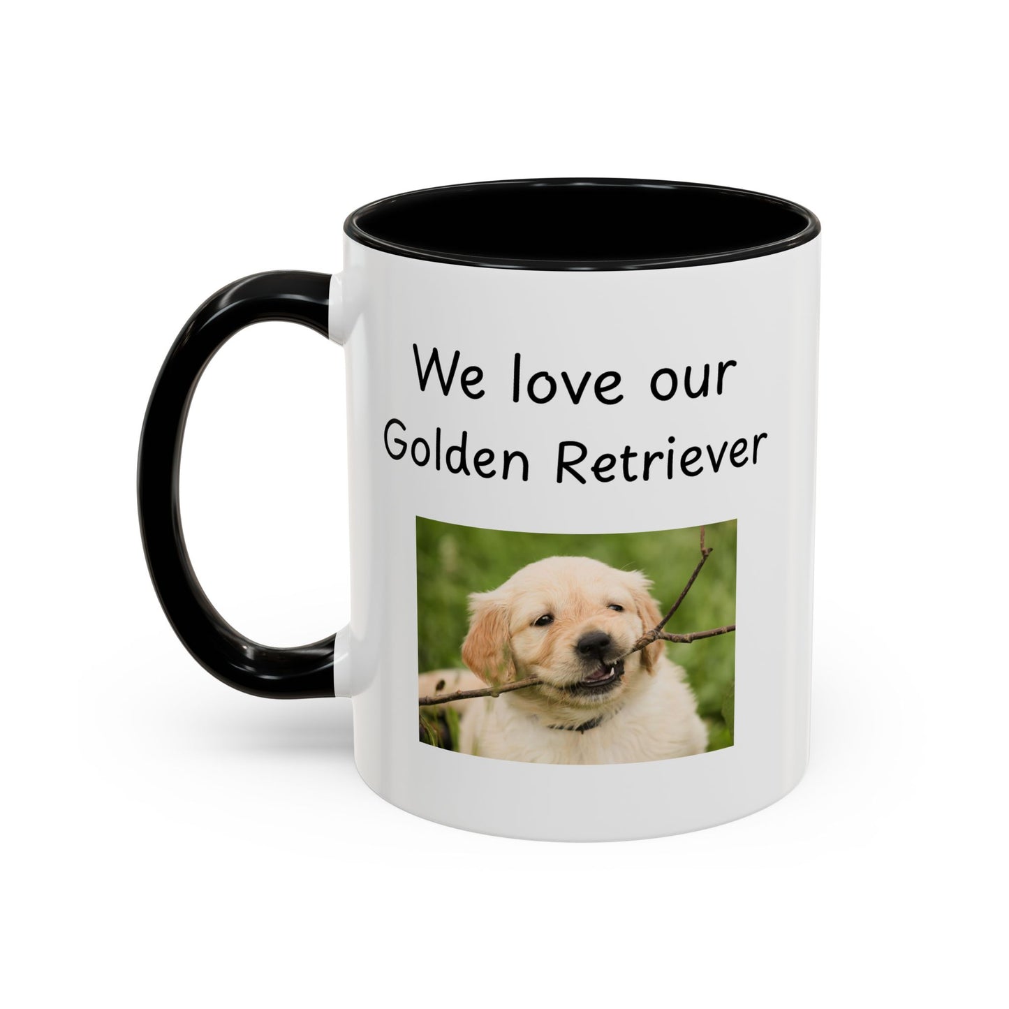 Keramiktasse – „Wir lieben unseren Golden Retriever“