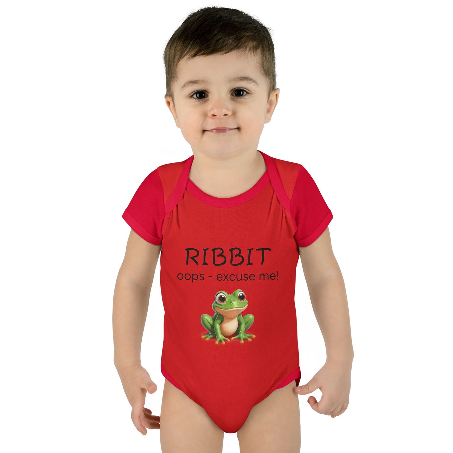 Infant/Toddler Bodysuit -  "RIBBIT - Oops, Excuse Me!" Playful Frog Design