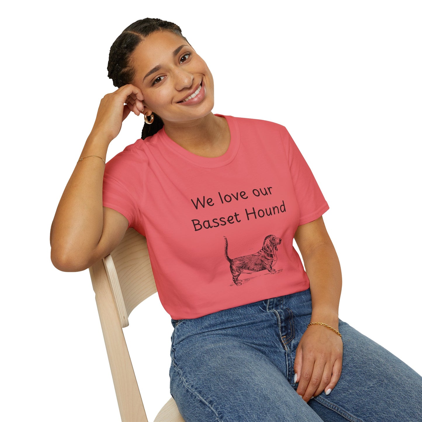 Unisex T-Shirt - "We Love Our Basset Hound" - Dog Owner Tee