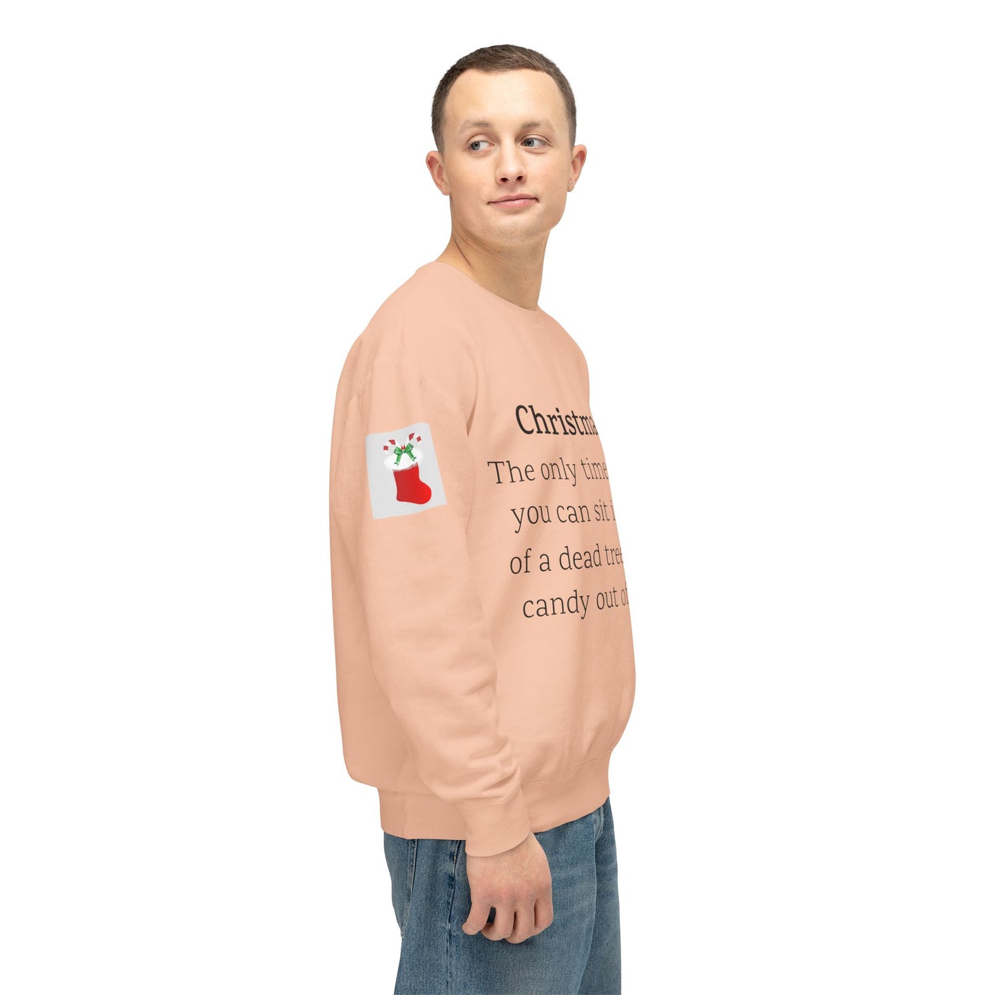 Weihnachtspullover – Spruch: Süßigkeiten aus Socken essen