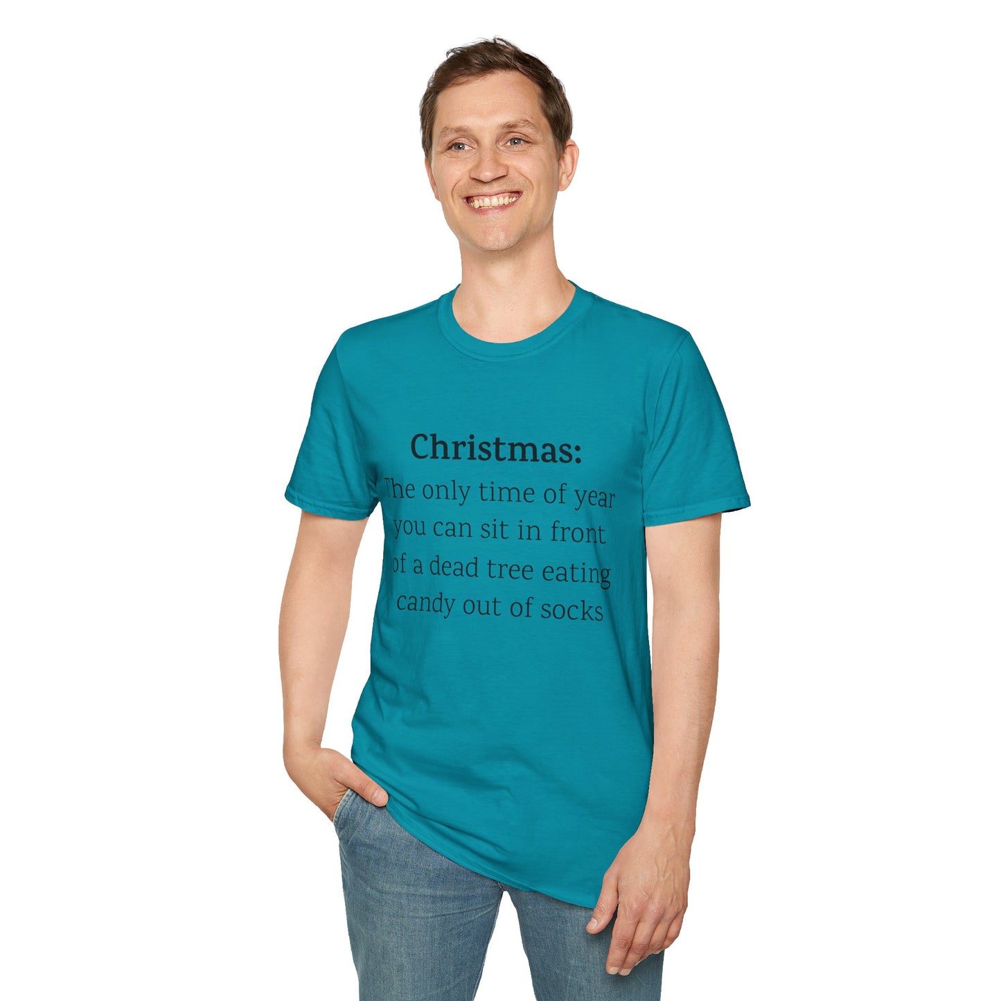 Humorous Christmas Tee - Eating Candy Out Of Socks Quote