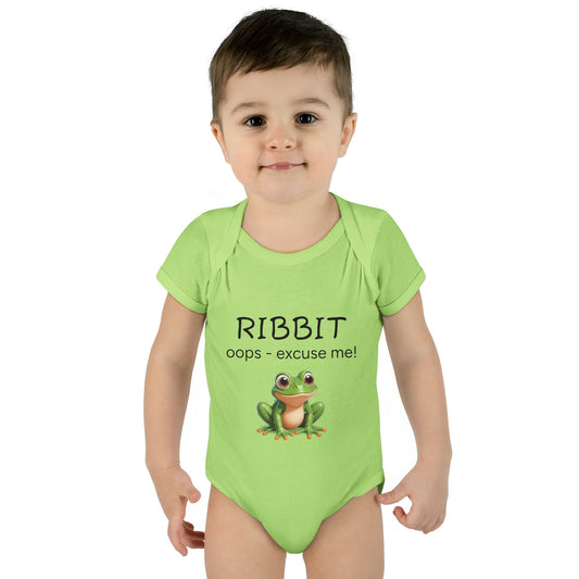 Infant/Toddler Bodysuit -  "RIBBIT - Oops, Excuse Me!" Playful Frog Design