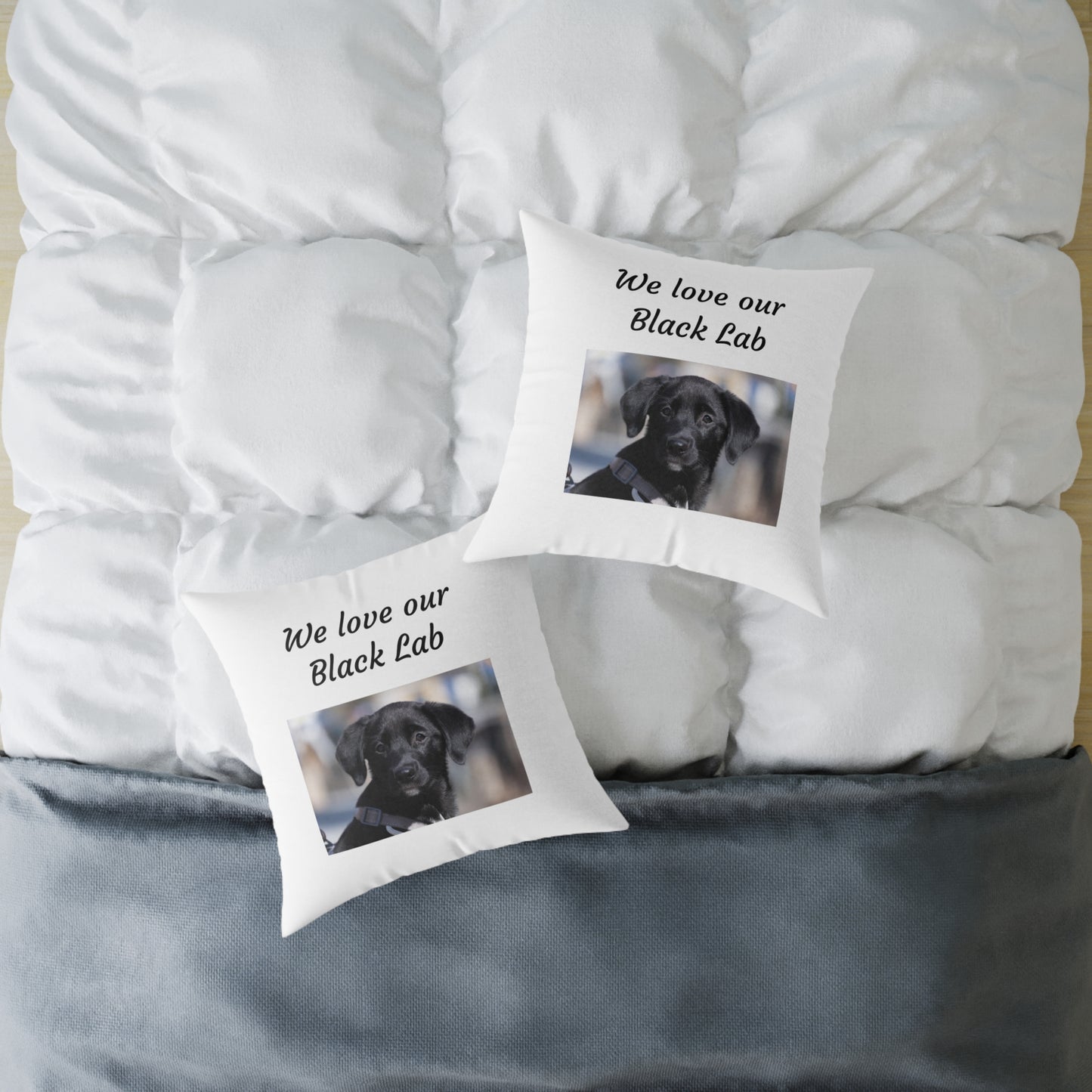 Square Pillow - "We Love Our Black Lab"