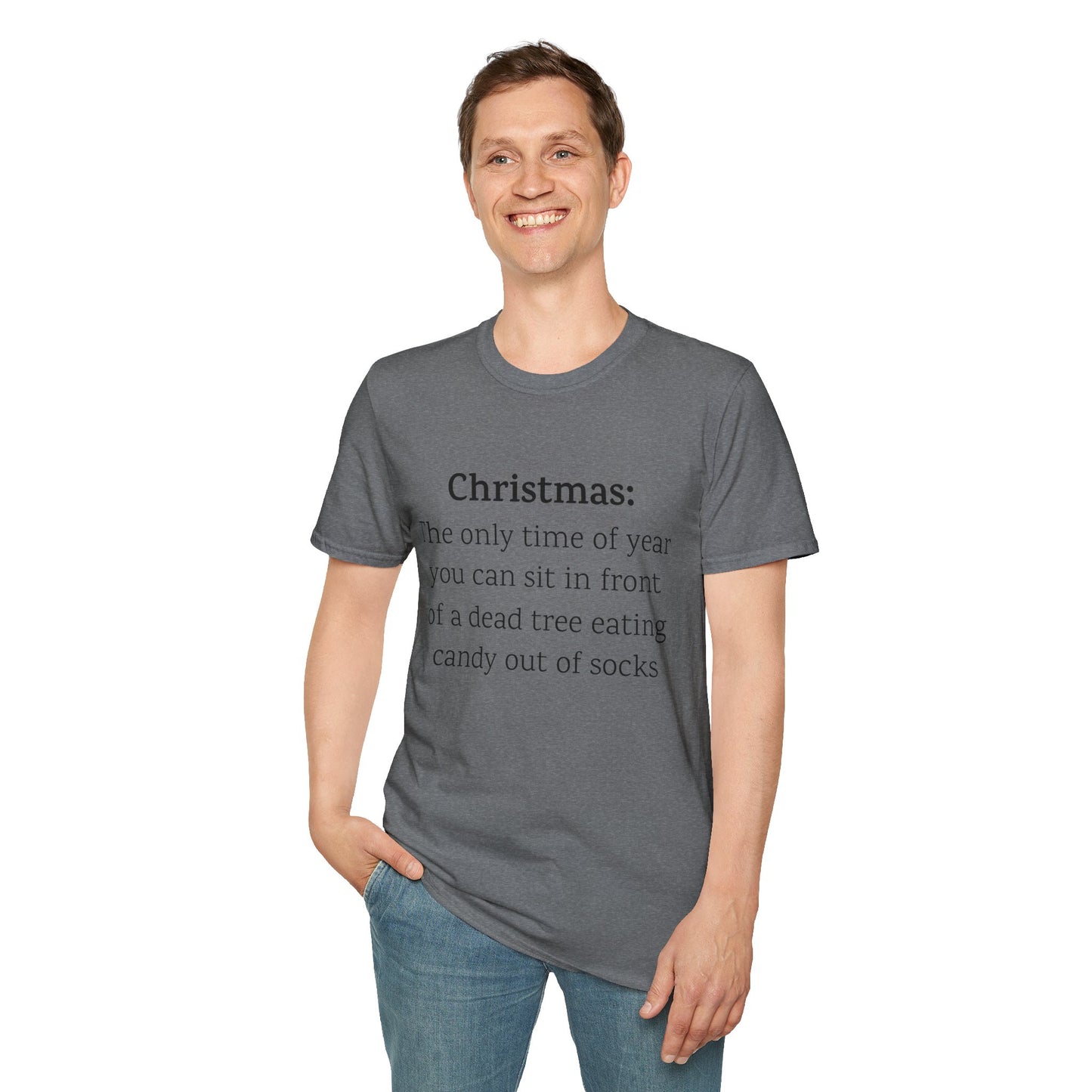 Humorous Christmas Tee - Eating Candy Out Of Socks Quote