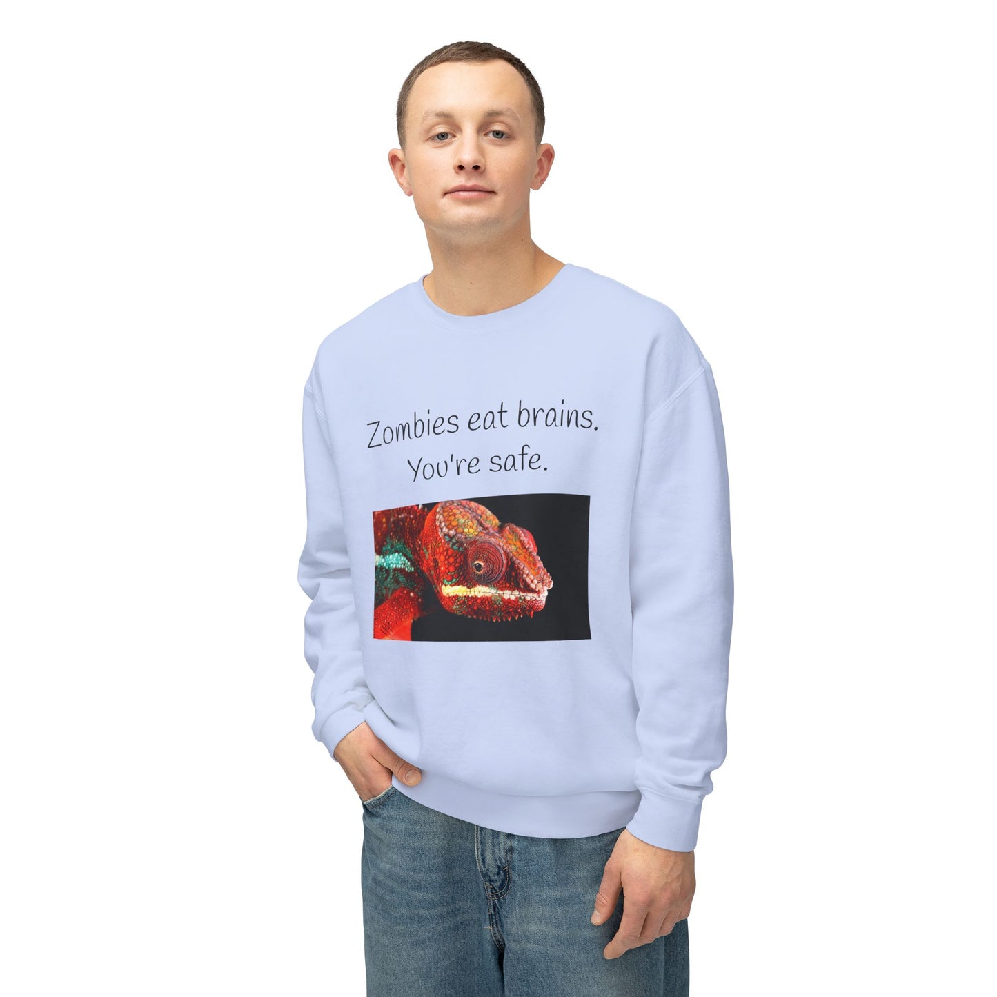 Halloween Sweatshirt - "Zombies Eat Brains. You're Safe."