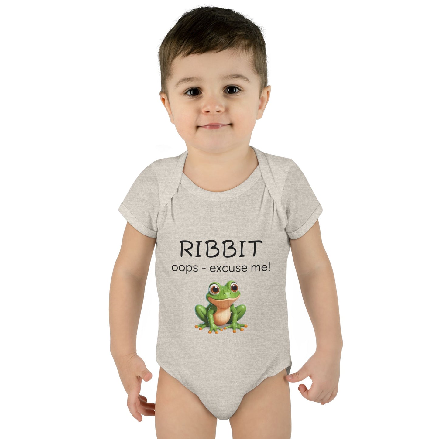 Infant/Toddler Bodysuit -  "RIBBIT - Oops, Excuse Me!" Playful Frog Design