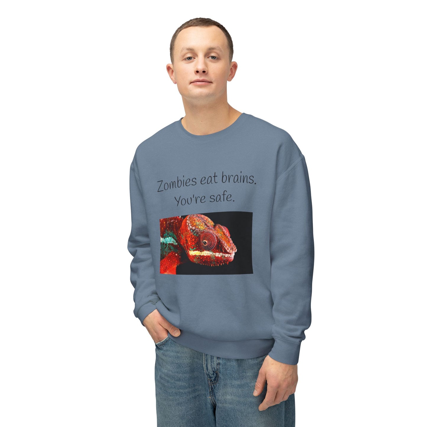 Halloween Sweatshirt - "Zombies Eat Brains. You're Safe."