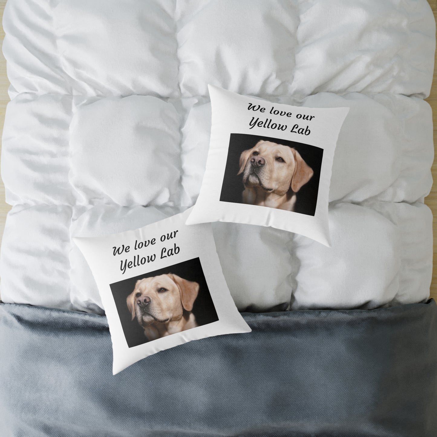 Square Pillow - "We Love Our Yellow Lab"
