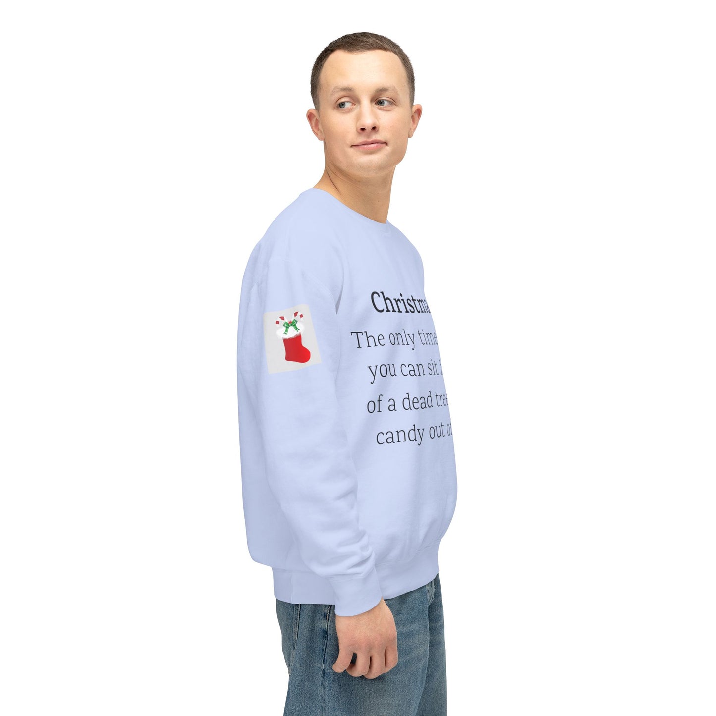 Weihnachtspullover – Spruch: Süßigkeiten aus Socken essen