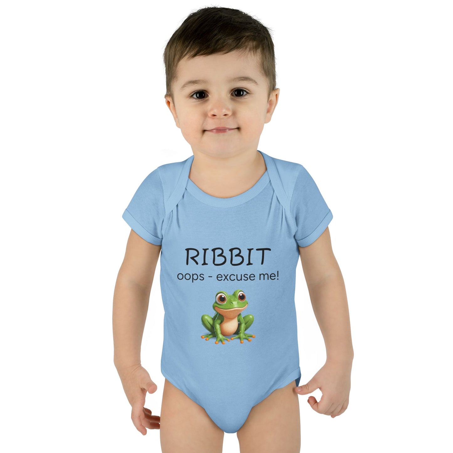 Infant/Toddler Bodysuit -  "RIBBIT - Oops, Excuse Me!" Playful Frog Design