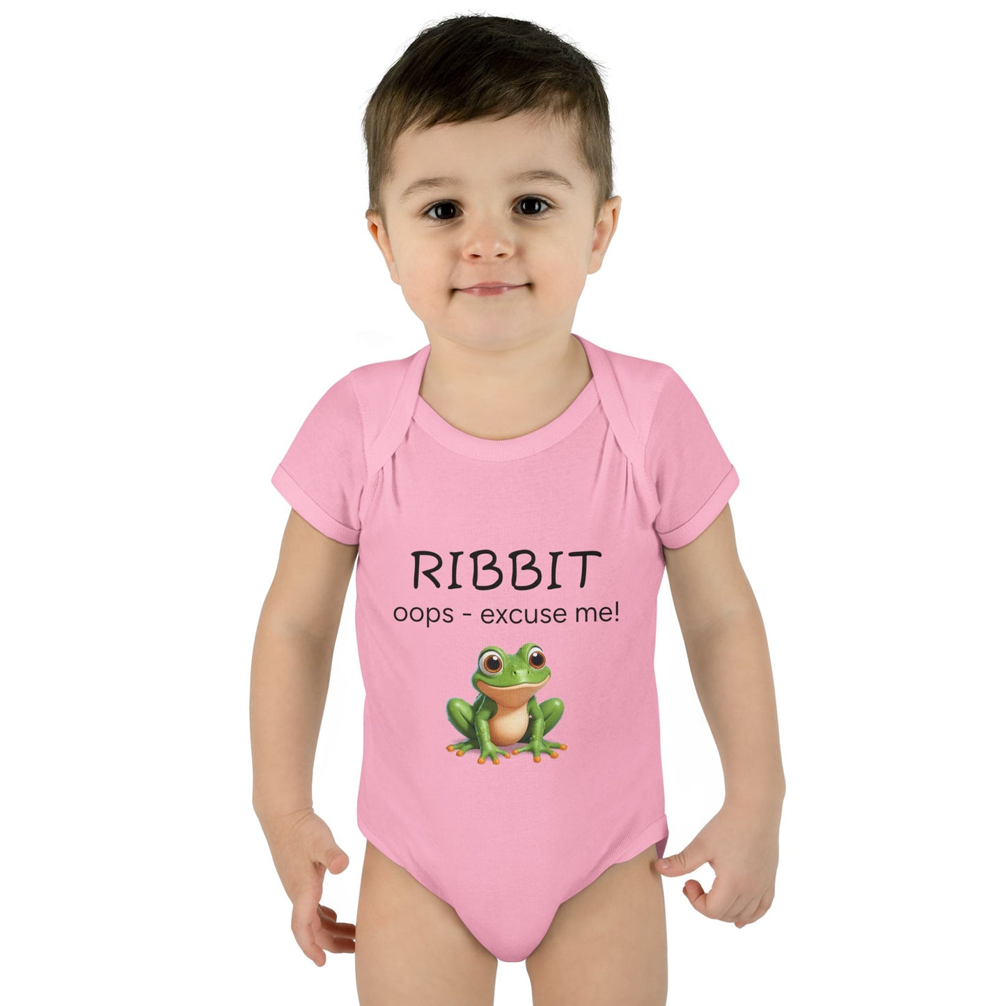 Infant/Toddler Bodysuit -  "RIBBIT - Oops, Excuse Me!" Playful Frog Design