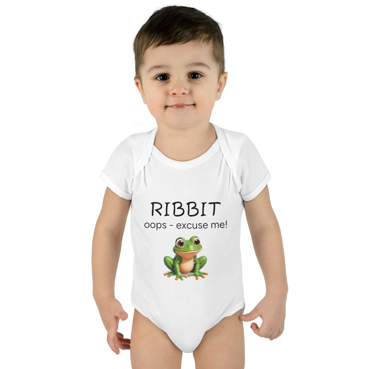 Infant/Toddler Bodysuit -  "RIBBIT - Oops, Excuse Me!" Playful Frog Design