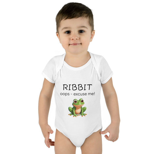 Infant/Toddler Bodysuit -  "RIBBIT - Oops, Excuse Me!" Playful Frog Design