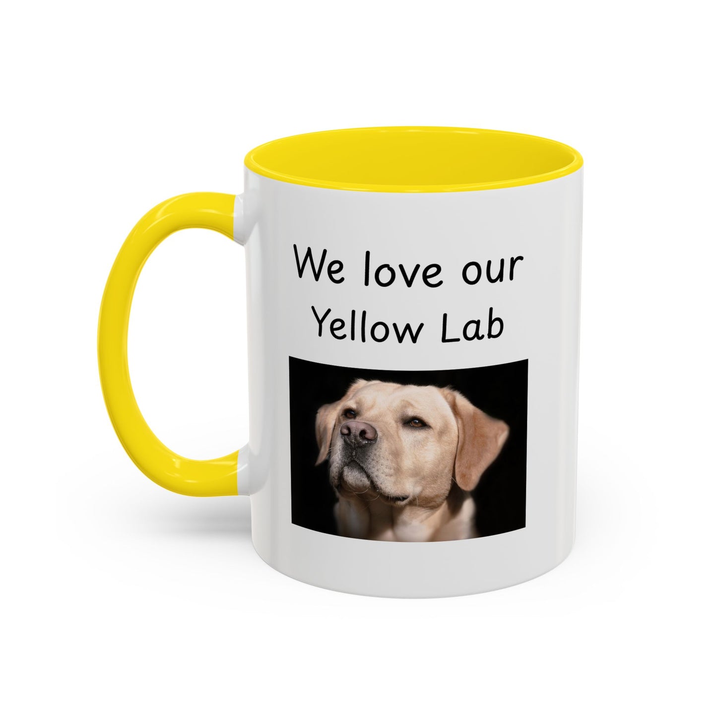 Keramiktasse – „Wir lieben unseren gelben Labrador“
