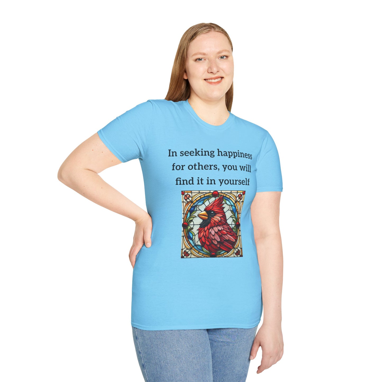 Unisex T-Shirt - Inspirational Cardinal Graphic And Happiness Quote