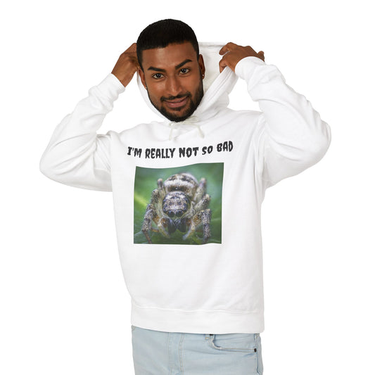 Unisex Lightweight Hoodie - "I'm Really Not So Bad" Humorous Spider Design
