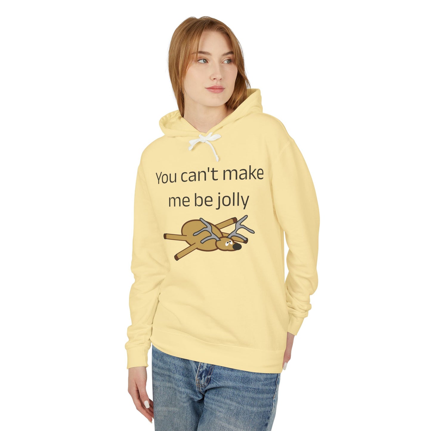 Lustiger Weihnachtshoodie – „Du kannst mich nicht zum Fröhlichsein zwingen“